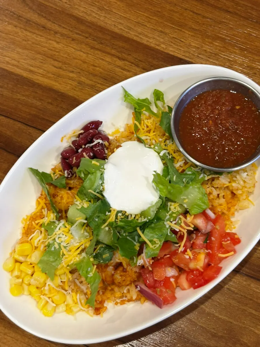 Burrito Bowl generously filled with vegetables