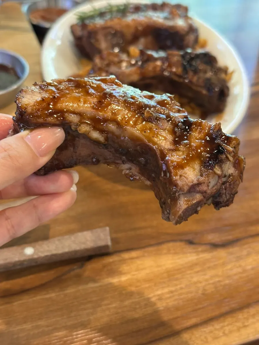 Thick meat on the sous vide ribs