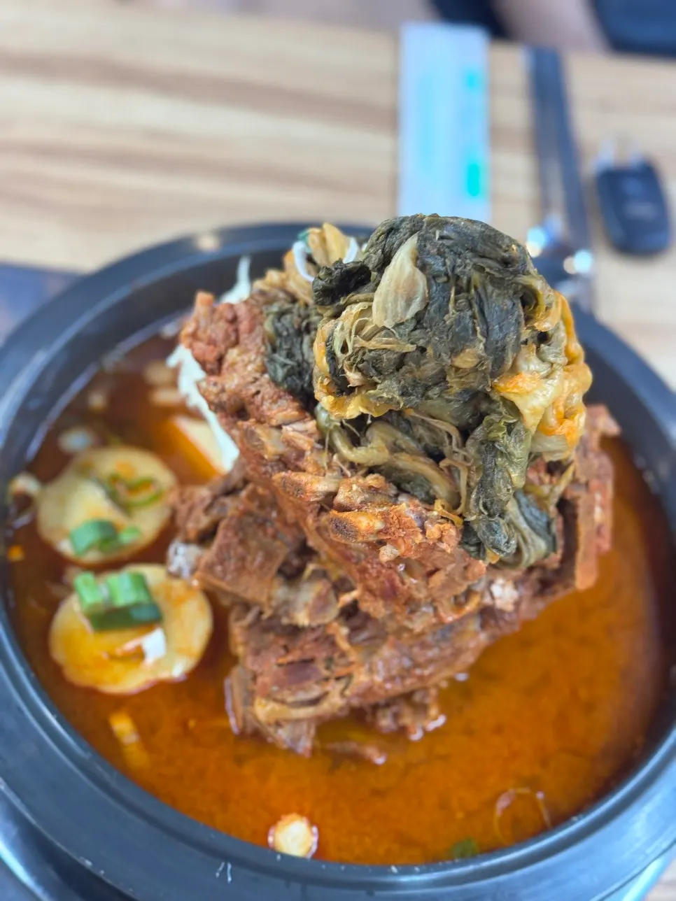 Three people sharing the medium Cheongnyeon Gamjatang