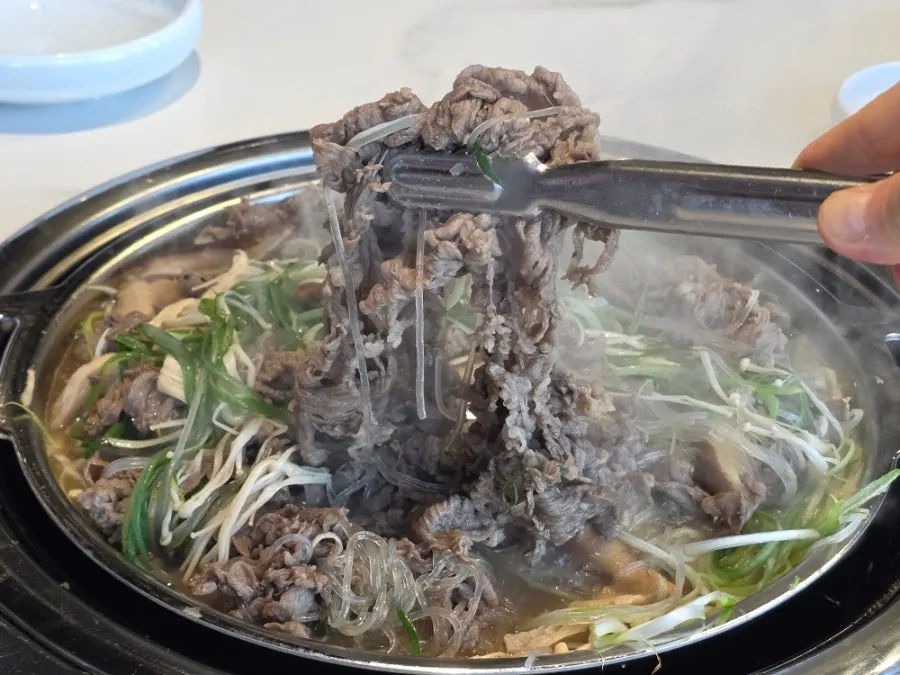 Close-up of tender, well-cooked beef bulgogi