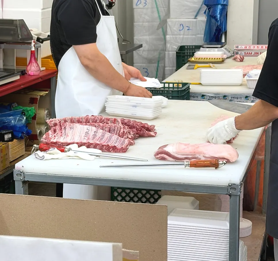 Meat counter with various cuts on display