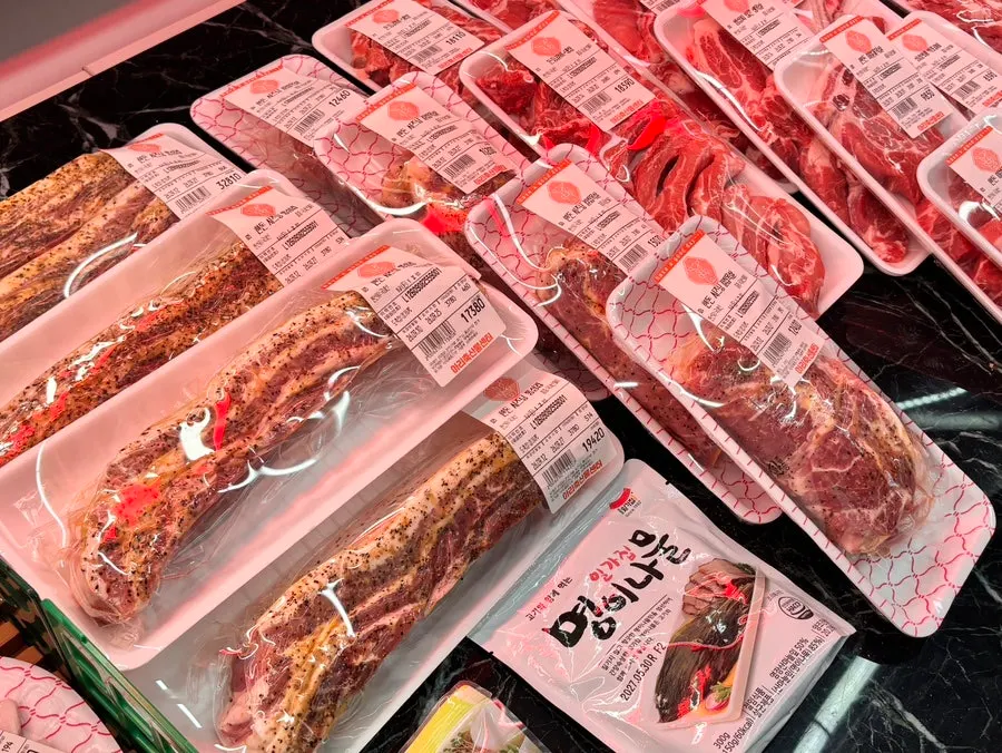 Korean pork display case at Ari Chuksan
