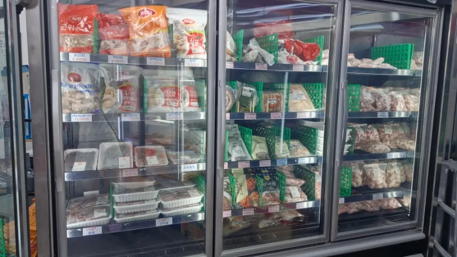 Beef packaged by cut on display