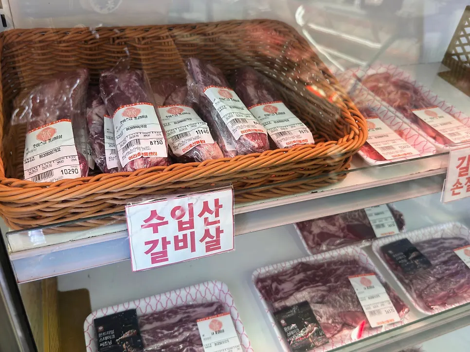 Display of premium short ribs and lamb ribs