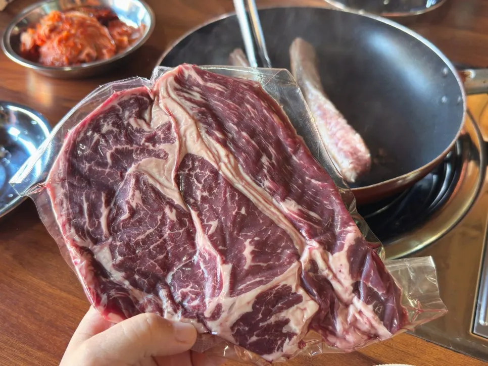 Meat spread out on an outdoor table at the pension