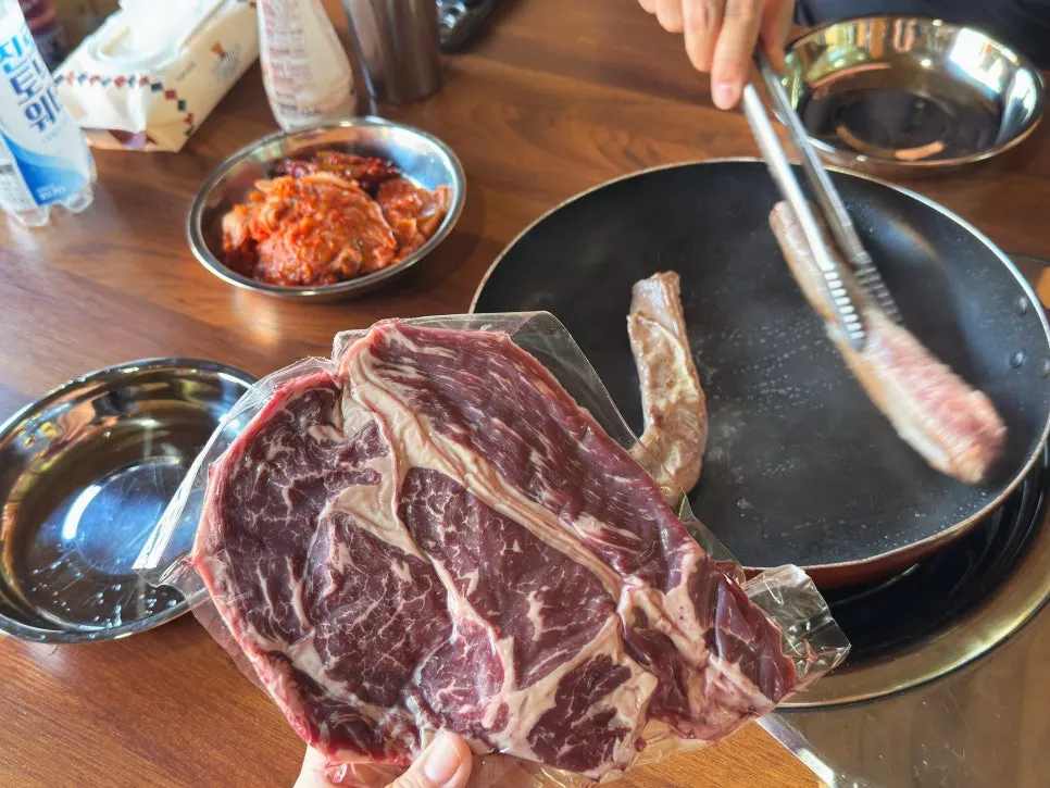 Beef prepared before grilling outdoors