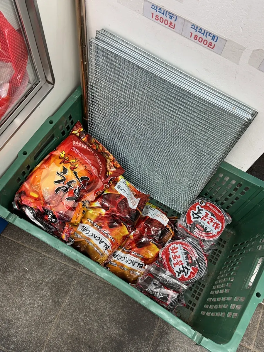 Interior of the shop with items gathered for pension grocery shopping
