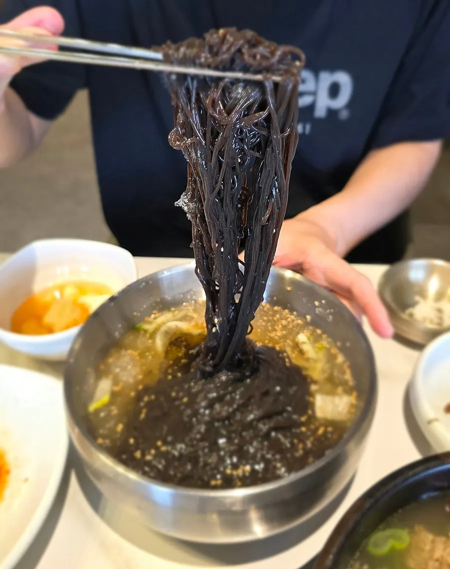 Chewy noodles and cool naengmyeon broth