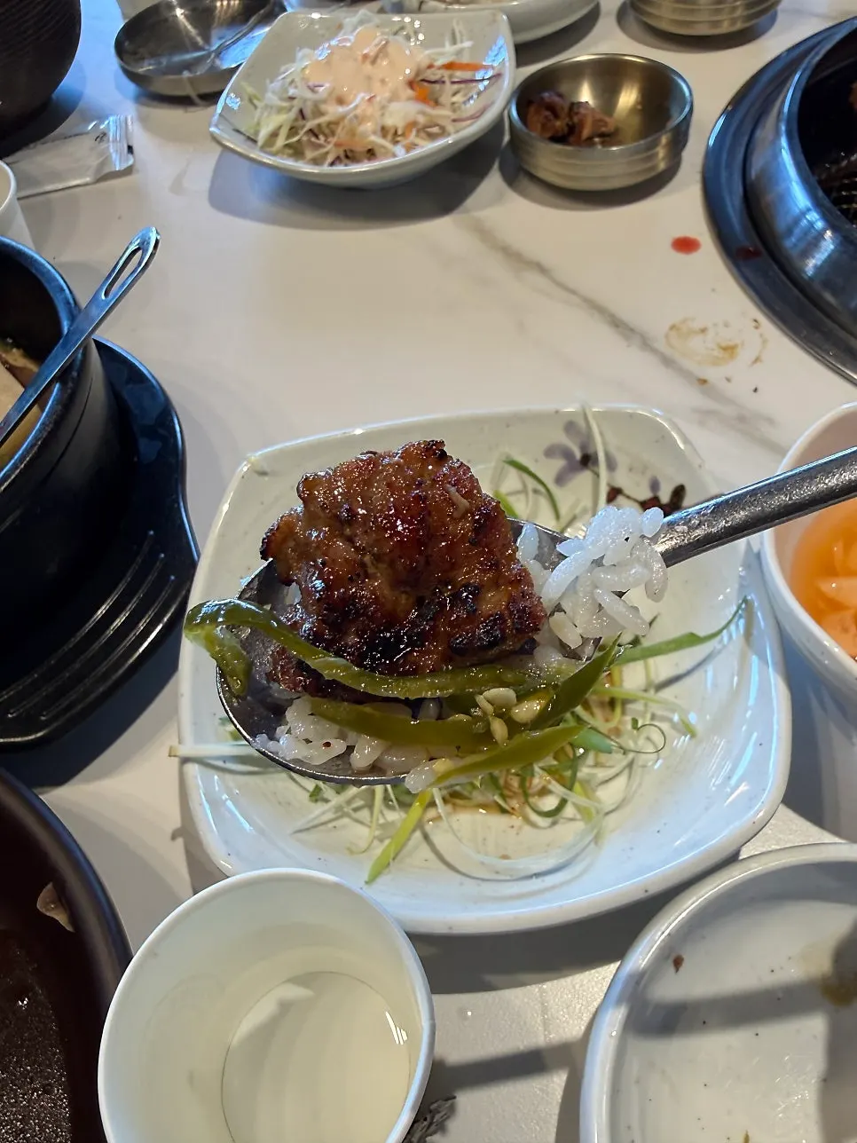 Pork ribs with cheongyang chili and rice