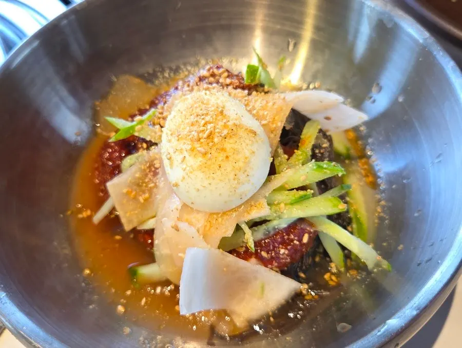 Bibim naengmyeon ordered as dessert at Cheongnyuok