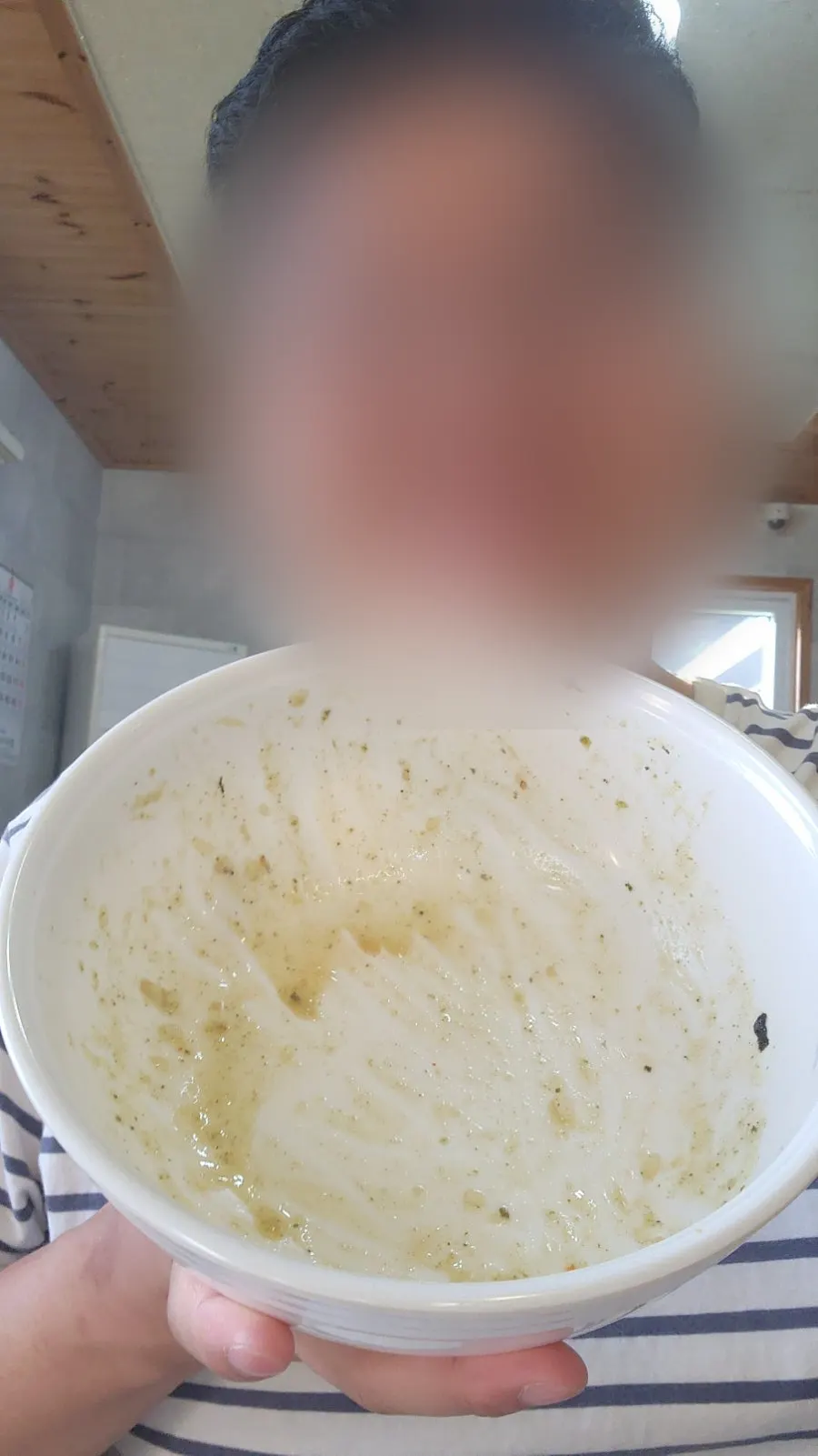 アワビ粥を美味しく食べた後の写真