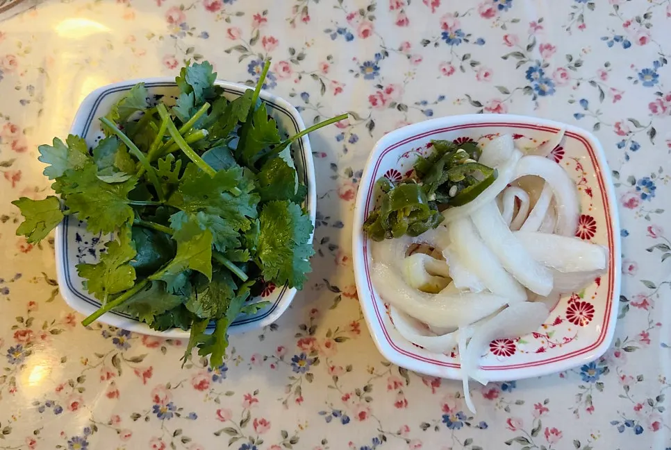 An extra plate of cilantro