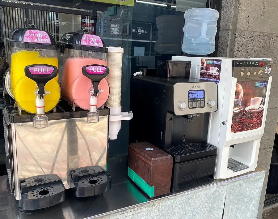 Slushie and coffee corner prepared for dessert