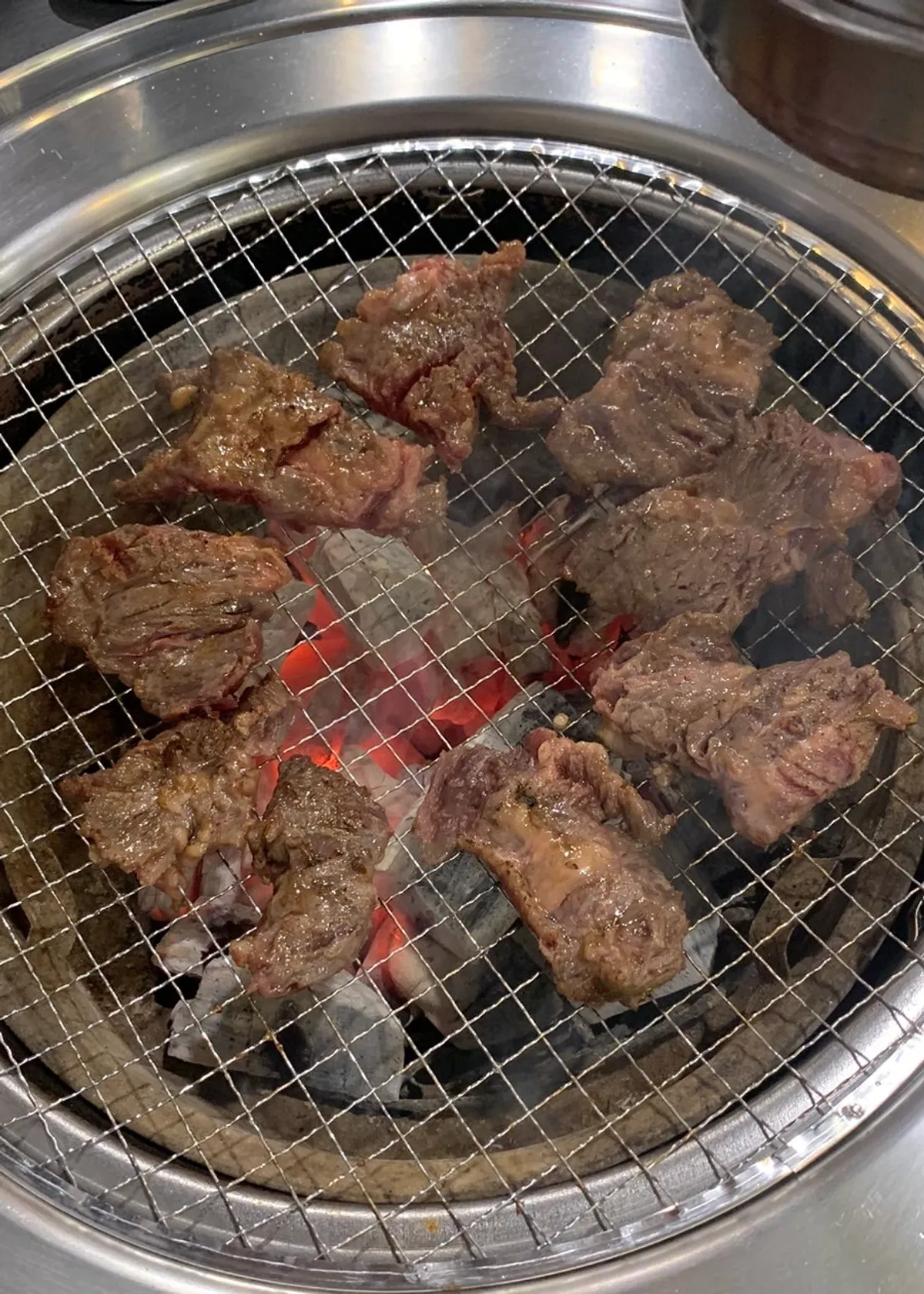Fresh beef skirt torch-seared on the outside