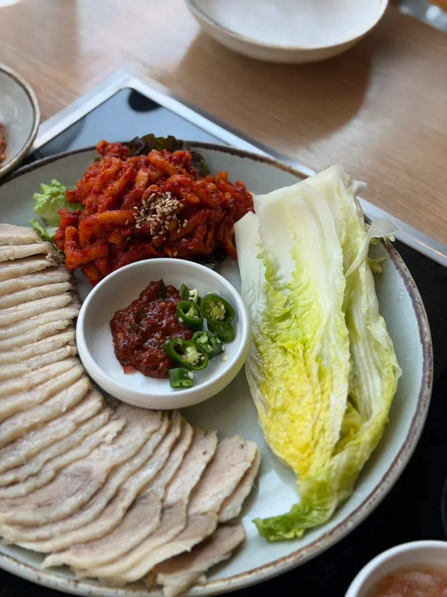 Close-up of tender gaburisal bossam pork
