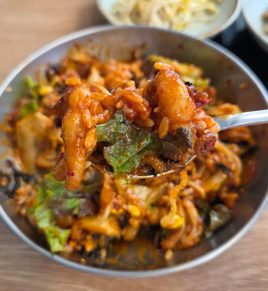 완성된 쭈꾸미 비빔밥 한 그릇