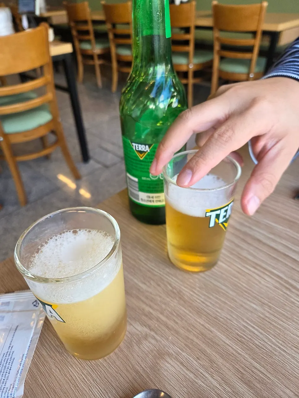 Somaek mixed from Terra beer and Chamisul soju