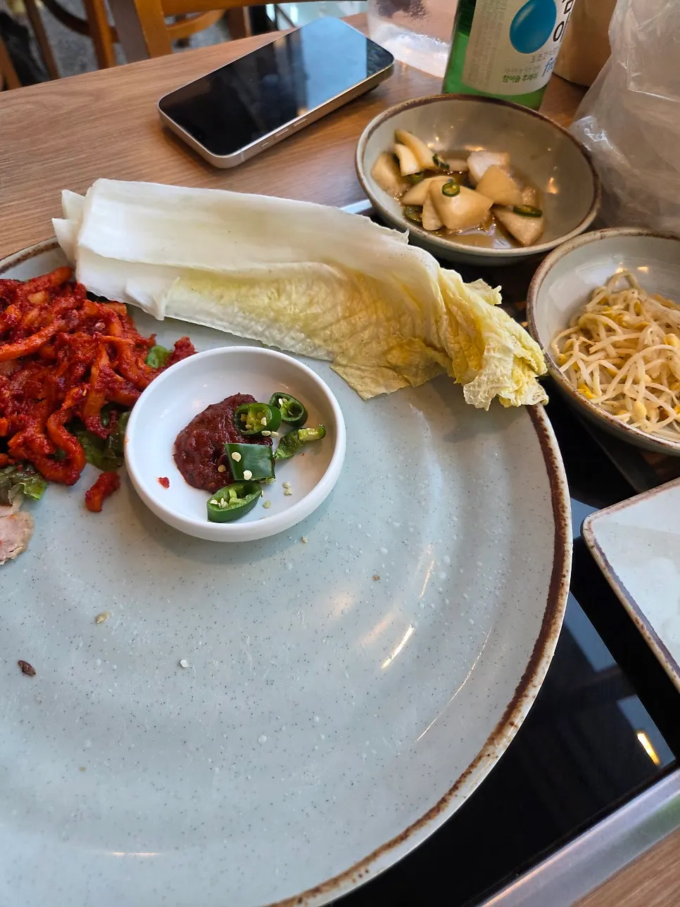 Empty plates left after finishing the meal