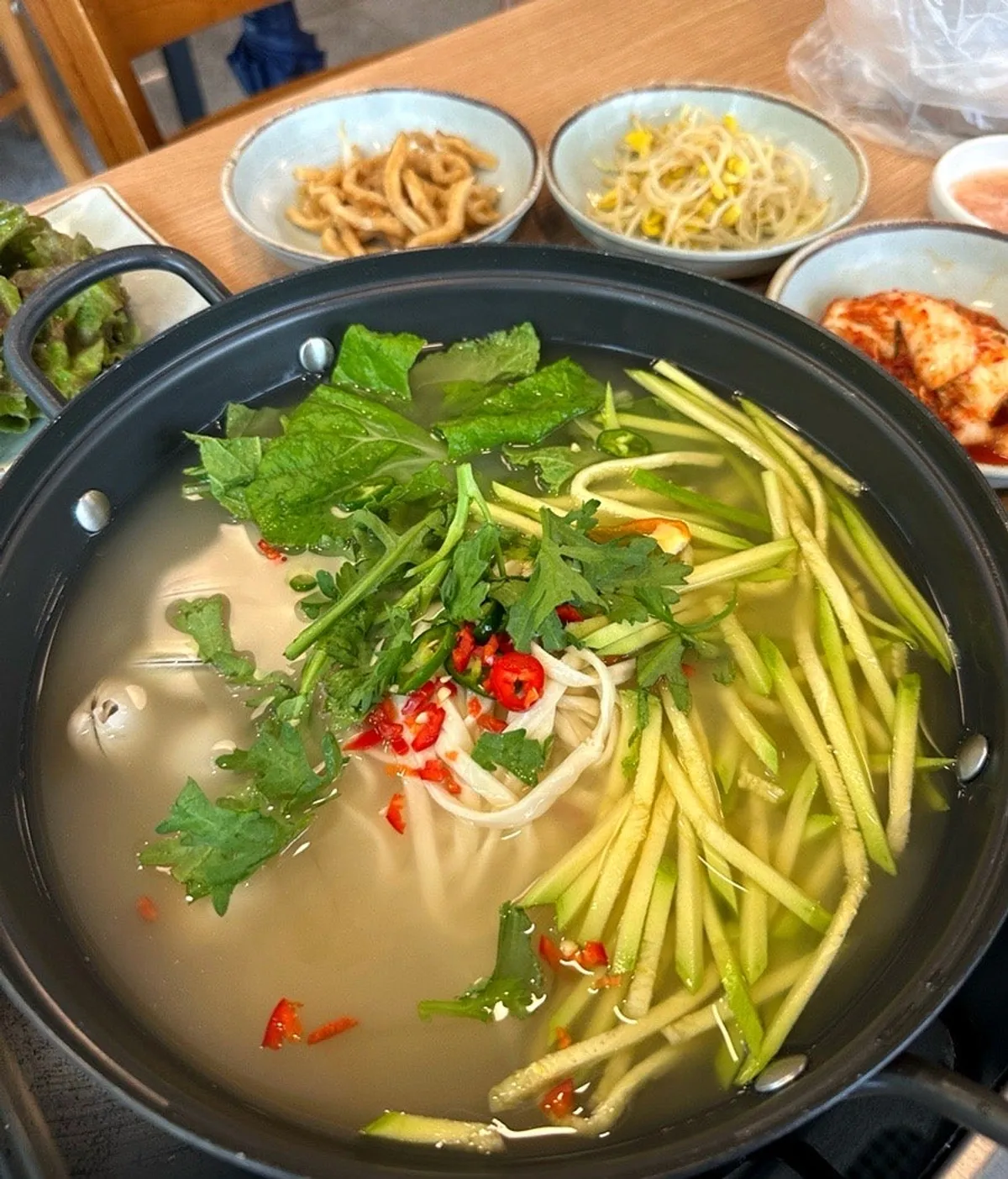Pork belly bossam and side dishes at Cheongun Bossam Dangsan Branch