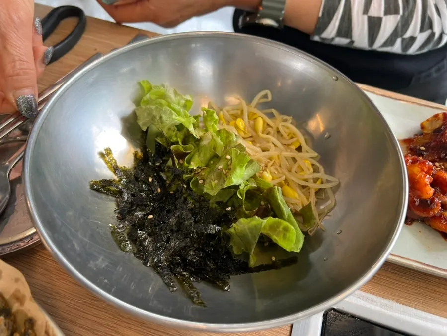Spicy octopus set served with vegetable bibimbap
