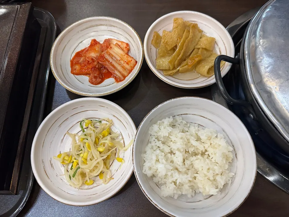 Close-up of the spicy Cheongwon budae-jjigae broth