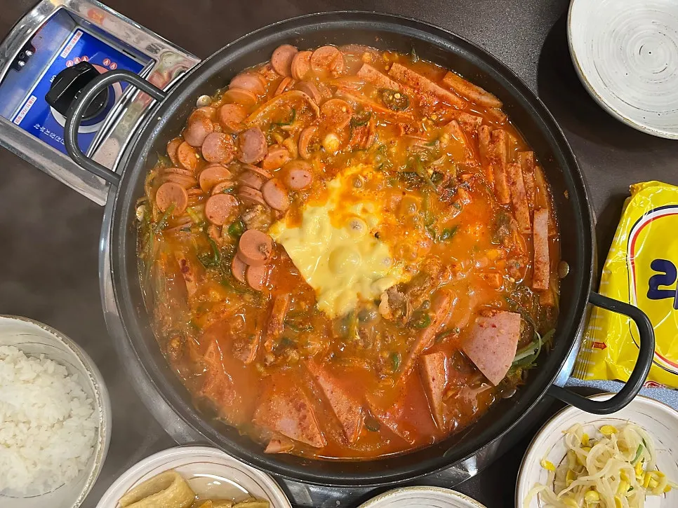 Broth with visible cheongyang chili pieces
