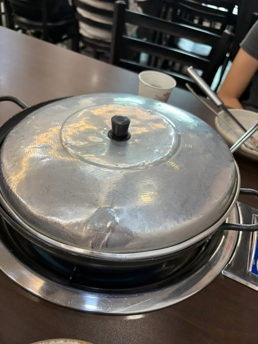 Songtan budae-jjigae served in a large pot