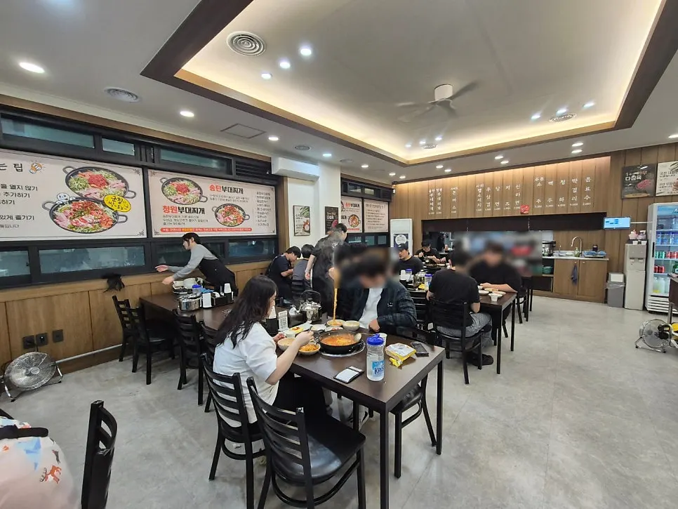Comfortably spaced tables and seating inside Cheongwon