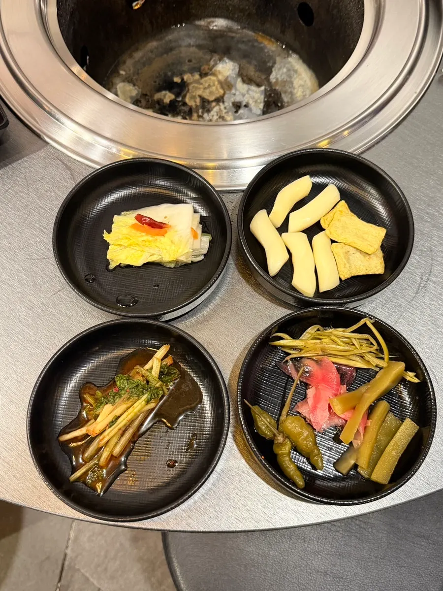 Table setting and side dishes at the BBQ restaurant