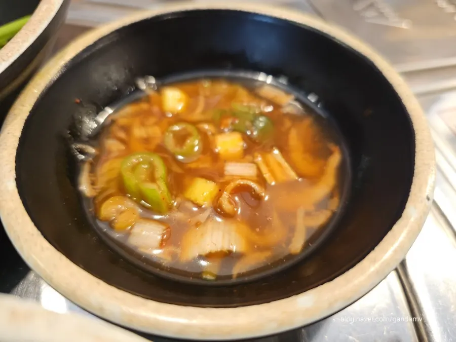 Small dish of salted shrimp for seasoning the soup
