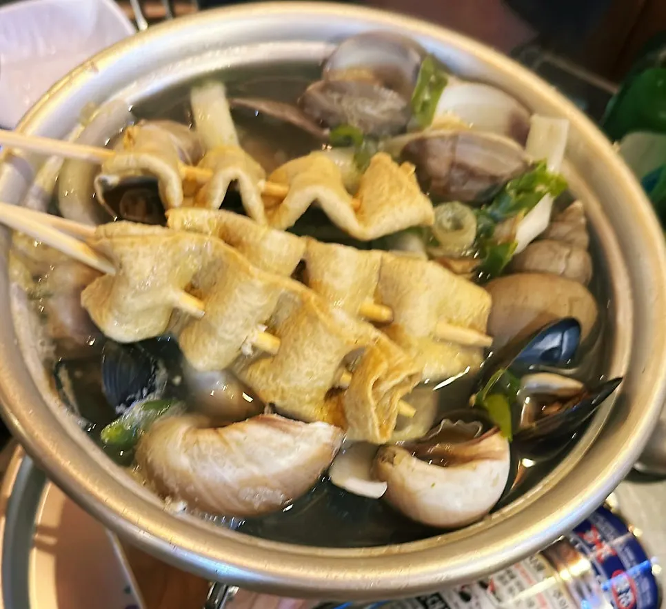 Assorted whelk hotpot with white whelk and mussels