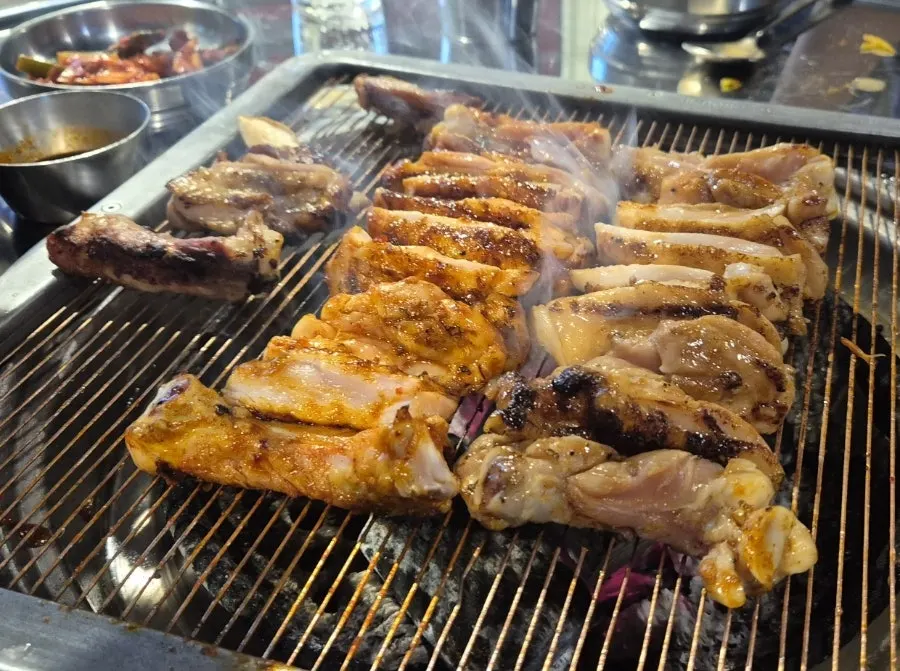 Charcoal chicken galbi grilled to perfection