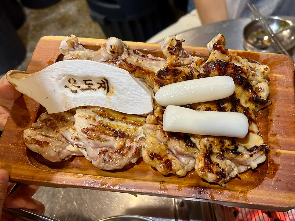 Pre-seared garlic salt chicken galbi and soy sauce chicken galbi
