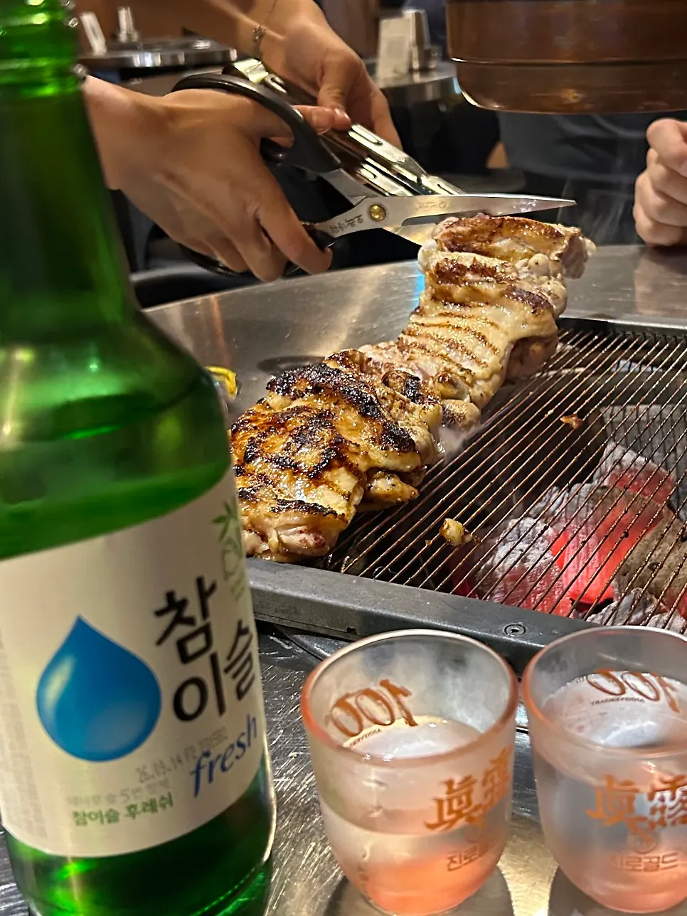 Comparison of darker soy sauce chicken galbi and garlic salt chicken galbi