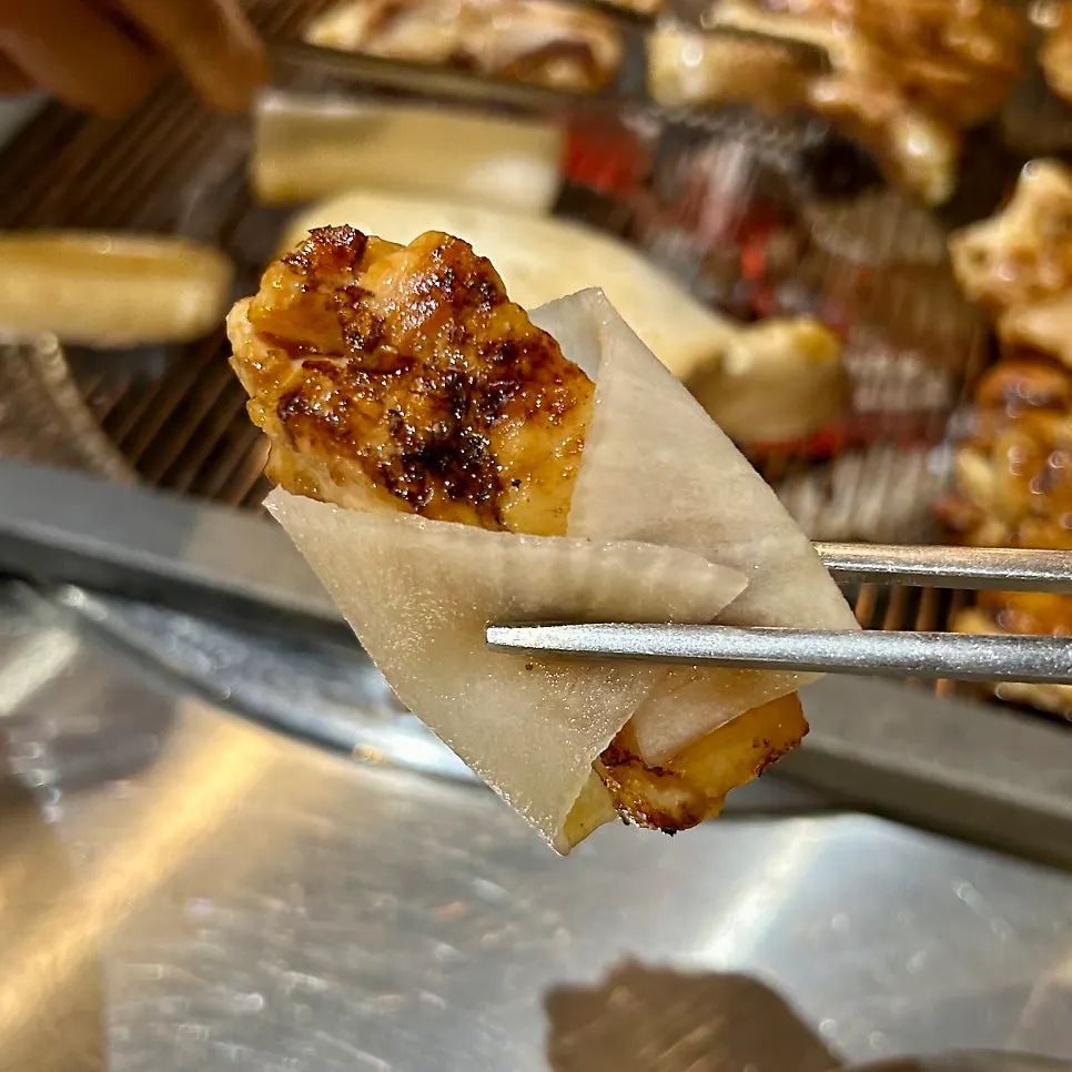 Cross-section of garlic salt chicken galbi