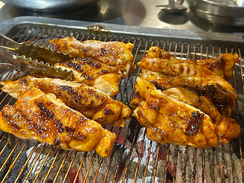 Spicy chicken galbi cut and grilled to perfection