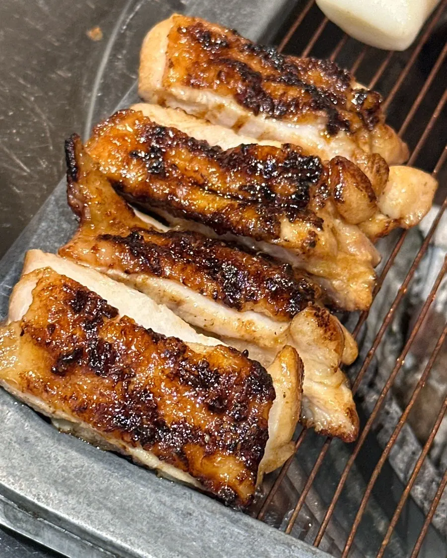 Dakgalbi grilled over charcoal