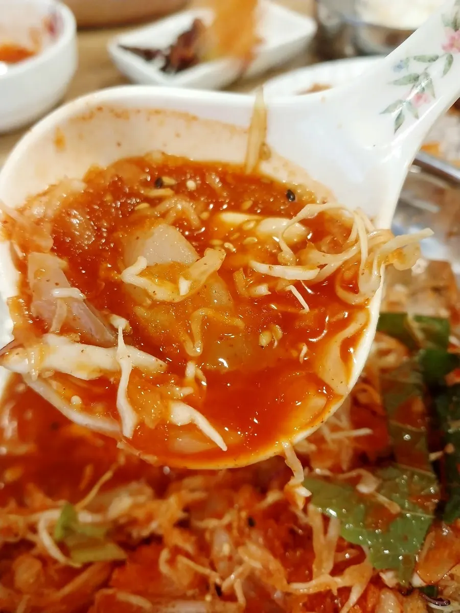 국수를 넣어 먹는 물회