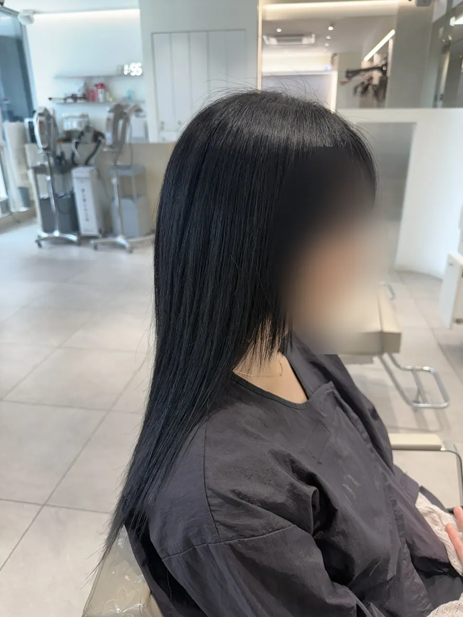 Finished hime cut style with full bangs