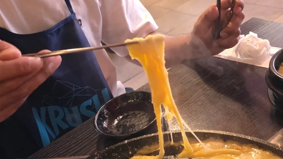 A full jjukkumi spread with the Rich Gold Cheese Plate