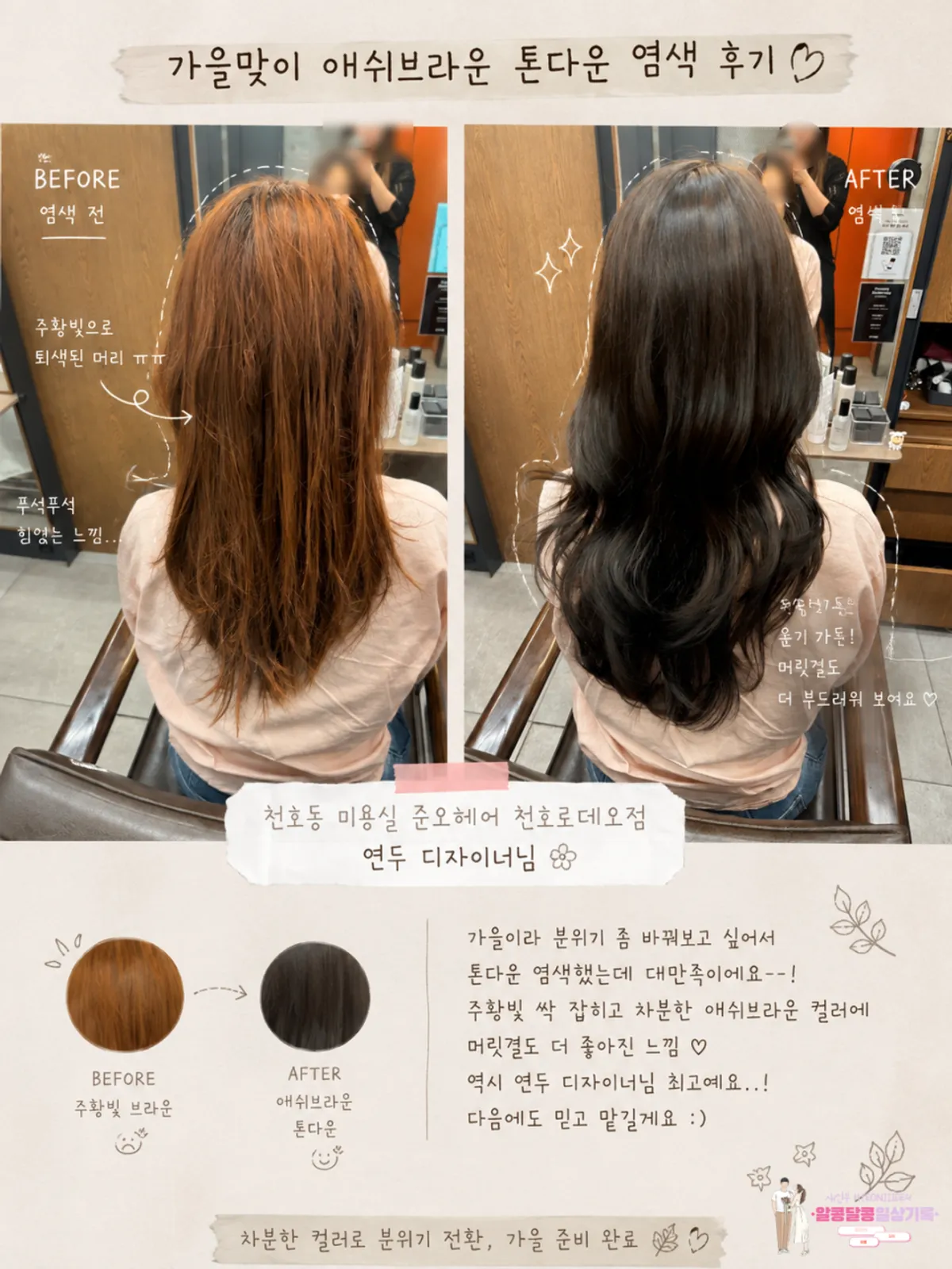 Back-of-head color after the ash brown tone-down