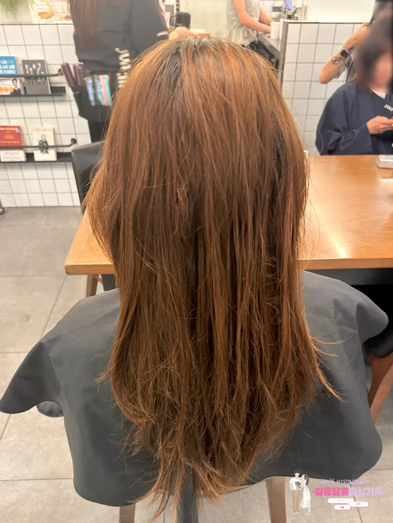 Hair before the coloring, faded orange from previous color