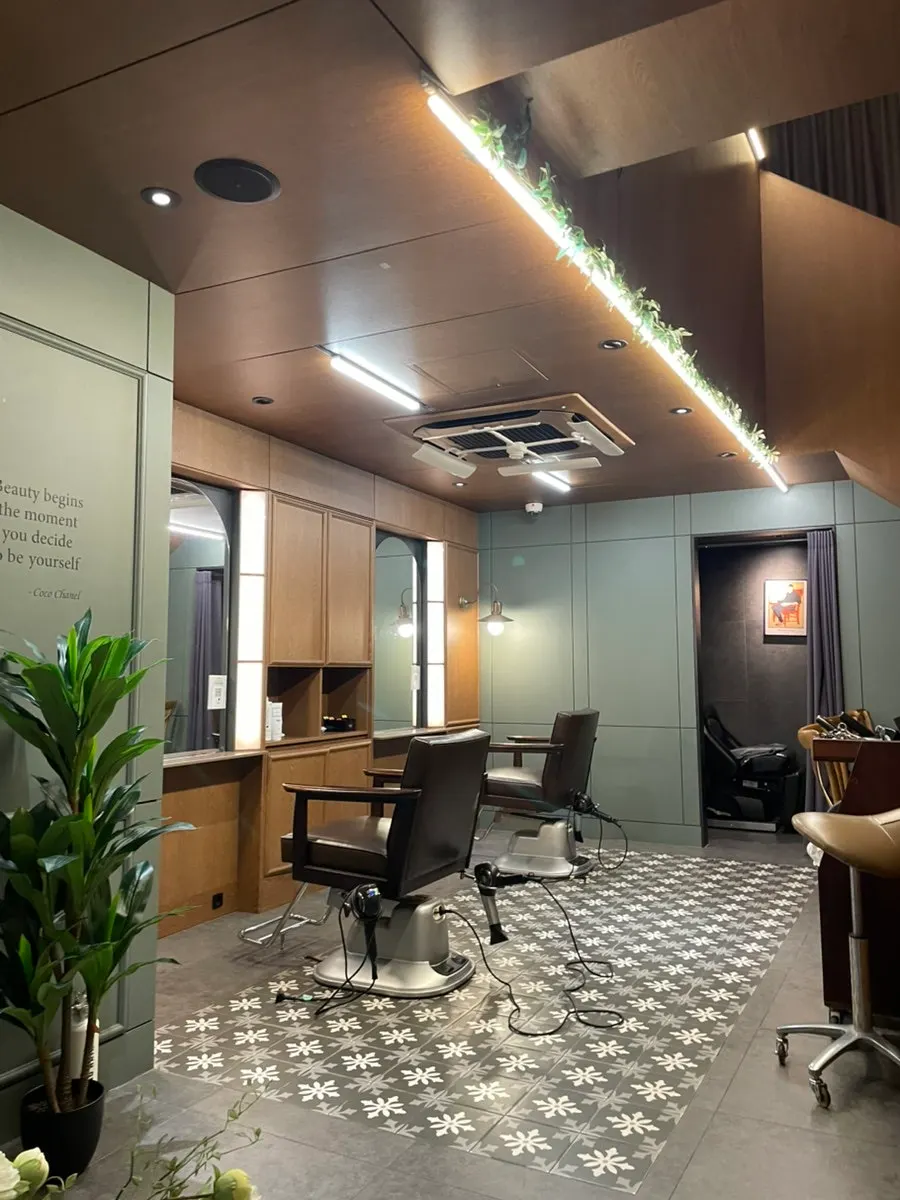 Interior with mirrors and lighting