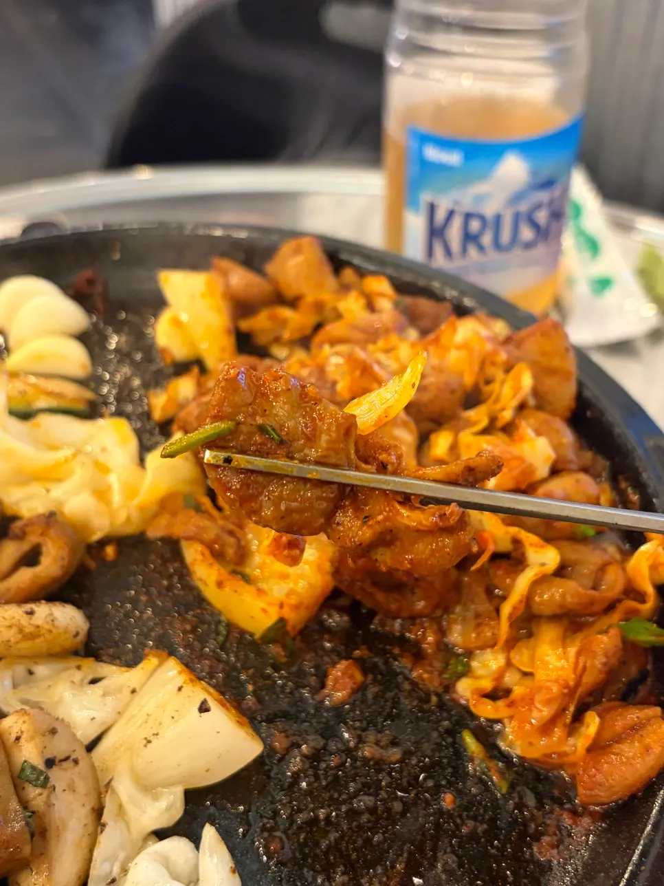 Glass noodles soaked in seasoning with the vegetable gopchang