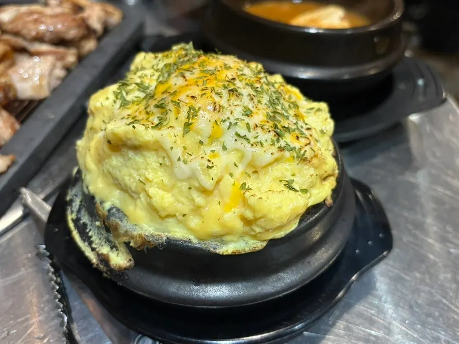 Steamed egg and side dishes on the table