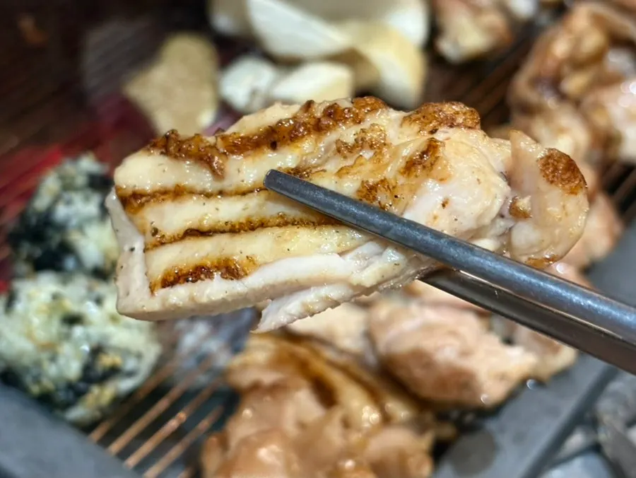 Garlic salt chicken galbi grilled to a golden brown