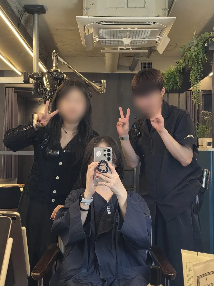 드라이 스타일링까지 마친 완성 헤어