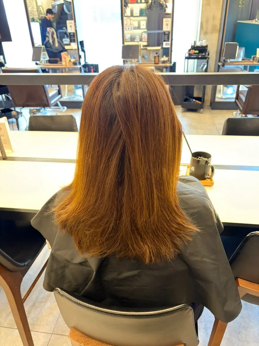Hair condition before coloring, faded yellow