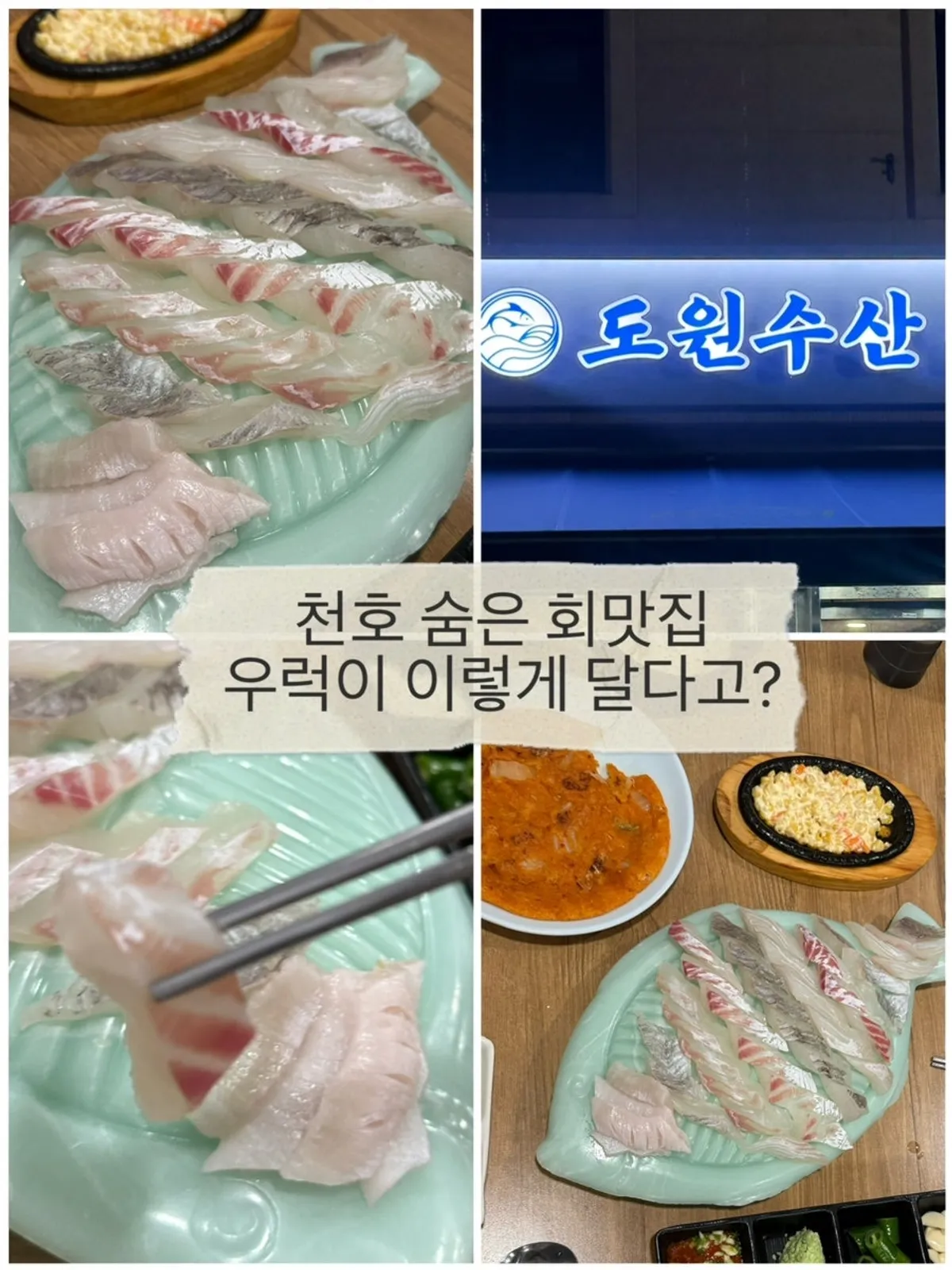 Full spread of mixed raw fish platter and sides at Dowon Susan