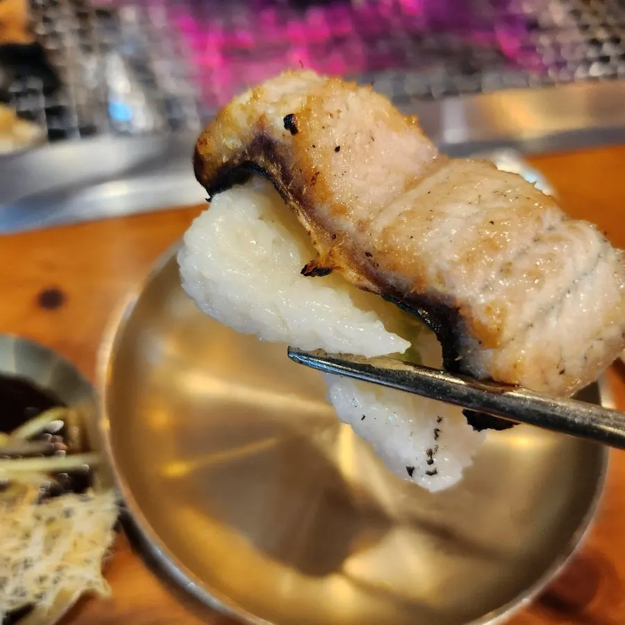 Sushi rice and side dish plate for making eel sushi